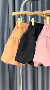 Chân Váy Ngắn Dáng Bí Bồng bềnh Lưng Cao Bo Chun Đính Nơ Siêu Xinh 3 màu đen trắng hồng trẻ trung hotrend mùa hè