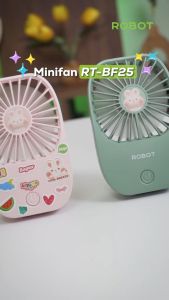 ROBOT Kipas Mini Karakter Kelinci Portabel 1200mAh Kipas Angin Lucu Genggam Kipas Berdiri Free Stiker RT-BF25 Original - Garansi 1 Tahun