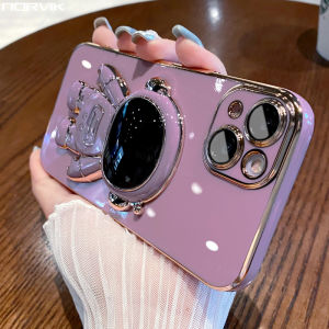 Luxury Plating Soft Purple Phone Case with Astronaut Stand Holder for Samsung Galaxy A24 A54 A34 S23 S23+ A14 A04 A13 A04S M53 M33 A23 A73 A33 A13 A53 S22 S22+ A03 A22 A72 A52 A52S A32 S21 LTE Plus Pro Ultra FE 4G 5G Casing N1-1