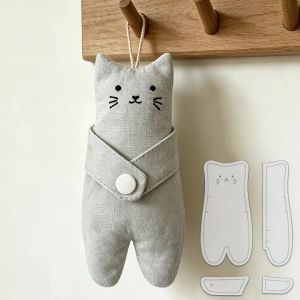 YOMDID 4 Khuôn May Trong Suốt Hình Con Mèo Có Tay Di Chuyển Được Khuôn Vẽ Thủ Công Nhỏ Dùng Cho Các Dự Án Tự Làm