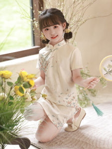 ชุดเด็กผู้หญิง ชุดจีนฤดูร้อน ชุดเด็กสไตล์จีนใหม่ ชุดโบราณ ชุดต้นราชวงศ์ ชุดโบราณ ชุดเต๋า ชุดเด็กผู้หญิง