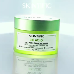 SKINTIFIC 3X Acid Acne Gel Moisturizer 30ml – Triple Acid Formula with Panthenol & Ectoin Soothes Breakouts Fades Acne Marks Oil Control Cooling Effect