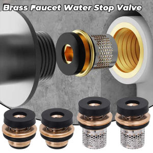 3Pcs Brass Faucet Water Stop Valve Leakage Prevention Anti-return Water Strong Filter Accessories for Kitchen Bathroom Water Taps Automatic Silicone Sealing Ring