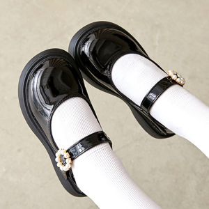 Black Soft Sole Princess Style Leather Shoes for Girls