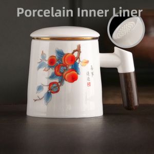 Large Capacity Ceramic Tea Cup with Lid Office Tea Brewing Cup Water Separation Mug Personal Dedicated Tea Drinking Cup