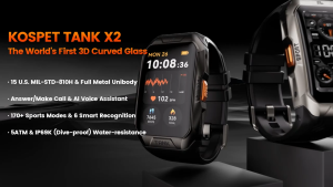 KOSPET Tank X2 Rugged Smartwatch Military Grade Outdoor Sports Watch 100M Waterproof Shockproof Fitness Tracker Heart Rate & Sleep Blood Oxygen Monitor Bluetooth Call Long Battery Life GPS Smart Notifications Durable Tactical Smart Watch for Men & Women