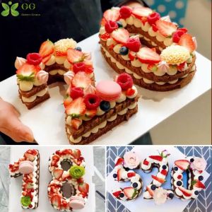 【Green Grass】10inch Large Number Cake Mold Silicone Birthday Anniversary Birthday Party Bakeware Silicone Cake Mold Kitchen Valentines Day Gift Valentines Day Gift Wedding Supplies Baking Tools