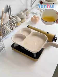 Wajan Penggorengan 3in1 Wajan Pembuat Sarapan Tamagoyaki Omelette Anti Lengket Marble Frying Pan