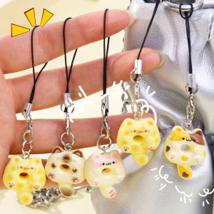 6PCS Cartoon Cat Mobile Phone Case Strap Key Chains Bag Pendant Decoration DIY Phone Short Lanyard Handmade Jewelry Gift