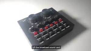 wordoftech V8SET V8การ์ดเสียง +พร้อมไมล์BM800+พร้อมขาตั้งพร้อมใช้ forมือถือ คาราโอเกะ ไลฟ์สด เอฟเฟกต์สำหรับโทรศัพท์เกมคอมพิวเตอร์