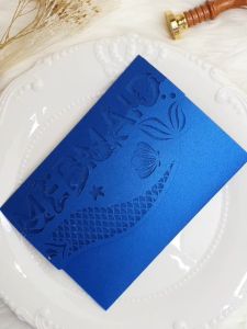 Laser cut Die Cut Seashells Ocean Mermaid Party Theme 5x7 (5R) Trifold Invitation Card Cover for Wedding Birthday Christening Debut 18th Birthday | Available in many colors | Crafter Bax