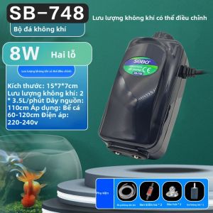 Máy Bơm Khí Oxy Bể Cá SOBO Silent High Power Công Suất Cao Điều Chỉnh Được 12W 220V Động Cơ Đồng Máy Nén Khí