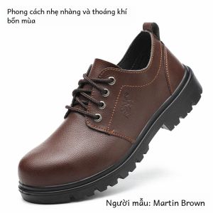 Giày Bảo Hộ Lao Động Nam Sennok Nhẹ Chống Đập Phá Chống Trơn Trượt Da Siêu Mịn Chống Thấm Nước Để Xây Dựng Và Hàn