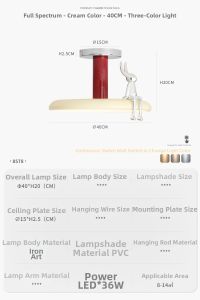 Cute Rabbit Design Cream Color Pendant Light