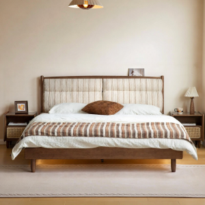 WEISHA | Modern Simple Upholstered Solid Wood Bed 1.8m