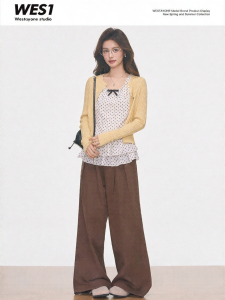 WESTAYONE | Casual Womens Knit Cardigan Dots Vest Dress Wide Leg Pants Spring Summer