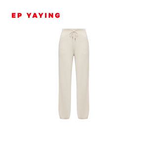 Warm Feeling Pure Cashmere Knitted Pants for Women Soft Cozy a La Shang Uncolored EP YAYING Casual Straight Leg Trousers