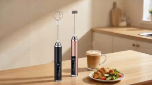 2-in-1 Handheld Electric Milk Frother Machine | Egg Beater | Aluminum Alloy | Type-C Charging | Power Display | Kitchen Baking Tool