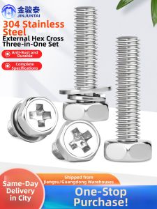 JINJUNTAI | 304 Stainless Steel Cross Recessed Hexagon Head Combination Bolt