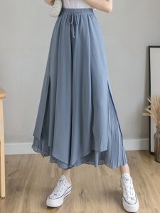 Stylish Designer Flared Wide-leg Skirted Pants