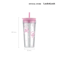 LocknLock แก้วน้ำพลาสติก 2 ชั้น พร้อมหลอดซิลิโคน Bucket Cold Cup ความจุ 580 ml. รุ่น HAP520. 