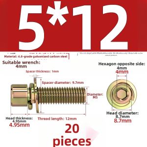 TIANZHUOJINSHU | Color Zinc Plated Hex Socket Combination Screws With Flat And Spring Washers