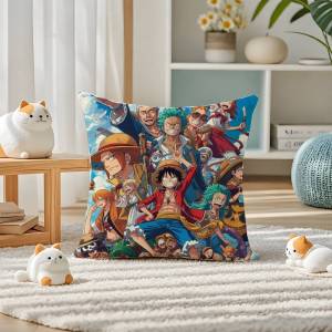 Bandai | One Piece Eustass Kid Anime Plush Pillow Cover Soft Short Plush Cushion Cover For Sofa Bedroom Home Decor Gift Decoration