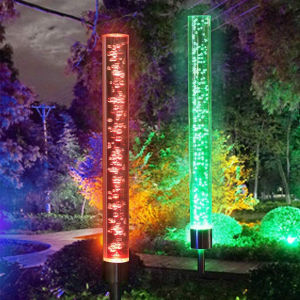 1pc/ 2pcs Solar Garden Lights Solar Tube Lights Solar Acrylic Bubble Light RGB Color Changing LED Solar Lights for Pathway Lawn