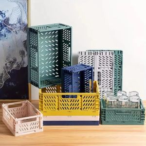 A Top Quality 1Pcs Portable Foldable Plastic Storage Basket - Stackable Organizer Box for Makeup Jewellery Toys - Lightweight