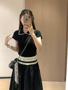 YUEZHONGWEI | เสื้อยืดคอโปโลผ้าไหมน้ำแข็งทรงสลิมฟิตสำหรับผู้หญิงในช่วงฤดูร้อน เสื้อแขนสั้นทรงปกติ ผ้าฝ้ายผสมโพลีเอสเตอร์ ทรงปกติ