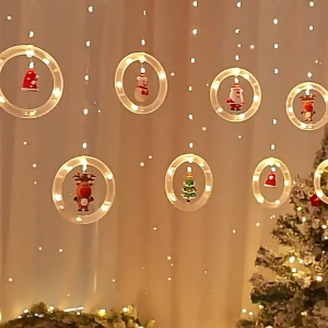 Christmas LED Curtain String Lights USB Powered Round Decor for Home Garden Wedding Party