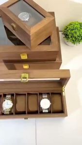 กล่องนาฬิกา 12 เรือน วอลนัทไม้+ในผ้าสักหลาดสีน้ำตาล กล่องใส่นาฬิกา Watch Box กล่องของขวัญ