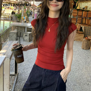 Slimming and Elegant High Collar Short Sleeve Top