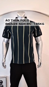 [Bigmen] - Áo thun polo phối sọc đôi vàng chất cotton bigsize nam cỡ đại 85-135kg - polo sọc đôi vàng
