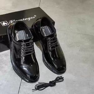 classic Mens black leather school office security shoes