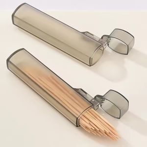 5ชิ้นกล่องไม้จิ้มฟันพลาสติกใสกล่องใส่ของแบบพกพาที่เขี่ยบุหรี่กล่องเก็บเข็มเคสสำหรับเดินทางกลางแจ้ง