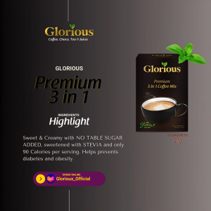 Glorious 3in1 Premium Coffee 21g with Stevia