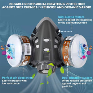 Face Gas Dust Mask Chemical Respirator silicone Dual Filters Work Safety Masks Spray Paint Dust Mask With Filter Respirator
