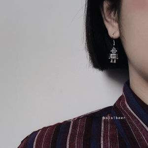 Hong Kong Style Retro Distressed Robot Mens and Womens Pendant Hip-Hop Street Couple Stylish Stud Earrings Earrings