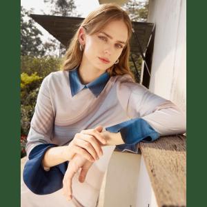 Lalada Clothing Malibu V.1 ชุดกระเป๋าเงินทรงตรง เดรสลายคลื่นน้ำ และเป็นผ้าออกงาน ประชุม formalware ธีมสีน้ำเงิน"