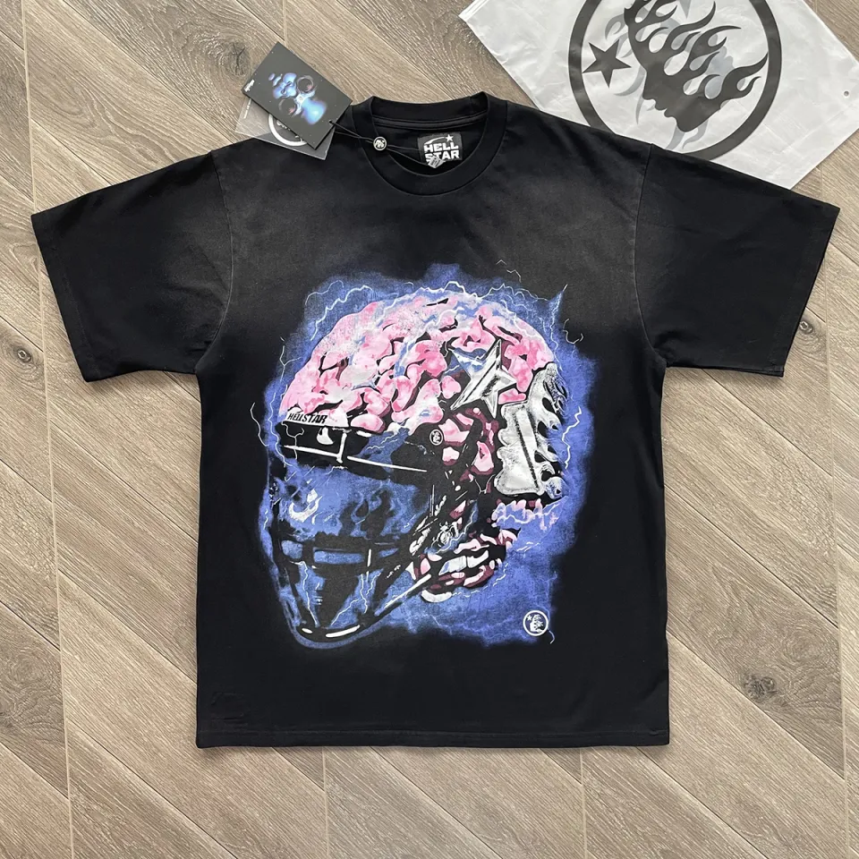 เสื้อยืดแขนสั้น Hellstar Studios Brain Helmet Classic Tee ผ้าฝ้าย