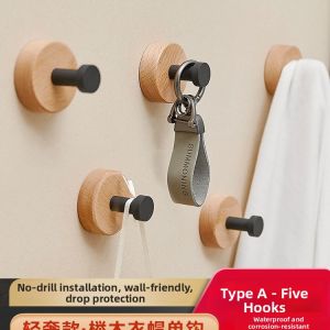 No-drilling Wall-mounted Solid Walnut Hook