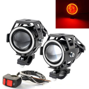 2×LED Angel Eye Mini Motorcycle Headlight Auxiliar Driving Lamp LED Flashlight Motorbike Front Spotlight ATV Scooter Accessories