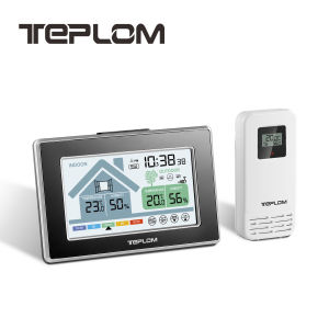 Black 5055C Multifunctional Wireless Thermometer Hygrometer Alarm Clock Calendar Indoor Outdoor Temperature And Humidity Monitor