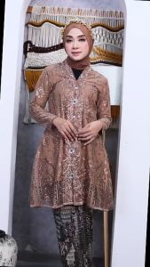 setelan kebaya tunik floy tulle sapto payet - kebaya pesta - kebaya busui - kebaya ibu hajatan - cod