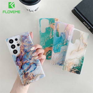 FLOVEME Luxury Glitter Marble Pattern Phone Case For Samsung Galaxy S23 S22 Ultra S23+ S22+ Plus Shockproof Bumper Matte Painting Hard PC + TPU Back Cover For Samsung S23 S22