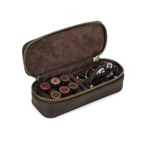 CONTACTS FAMILY Genuine Leather Travel Case For Cuff links and Rings Jewellry Collection Storage Box Women Bracelet Necklaces Earrings Organizers