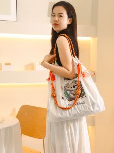 Waterproof Korean Style Large Capacity Shopping Bag Nylon Embroidered Womens Shoulder Crossbody Bag Eco-friendly Storage Bag