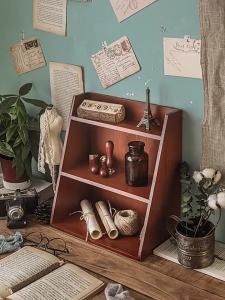 Retro Wall-mounted Wooden Desktop Cosmetics Organizer