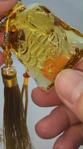 (SG Seller Ready Stocks) Glazed Glass (Liu li) Safety Lucky Bag Hanging Ornament 琉璃黄色平安福袋吊挂